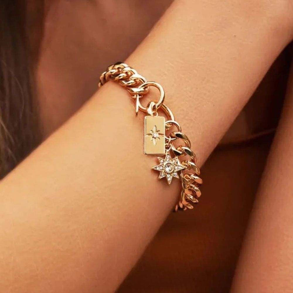Ettika‎ Starry Charms Chain Link Bracelet New